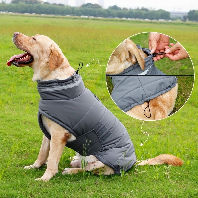 Colete para Cães com Arnês e Zíper Integrado, Casacos para Clima Frio, Casacos de Neve para Cães Pequenos e Grandes.