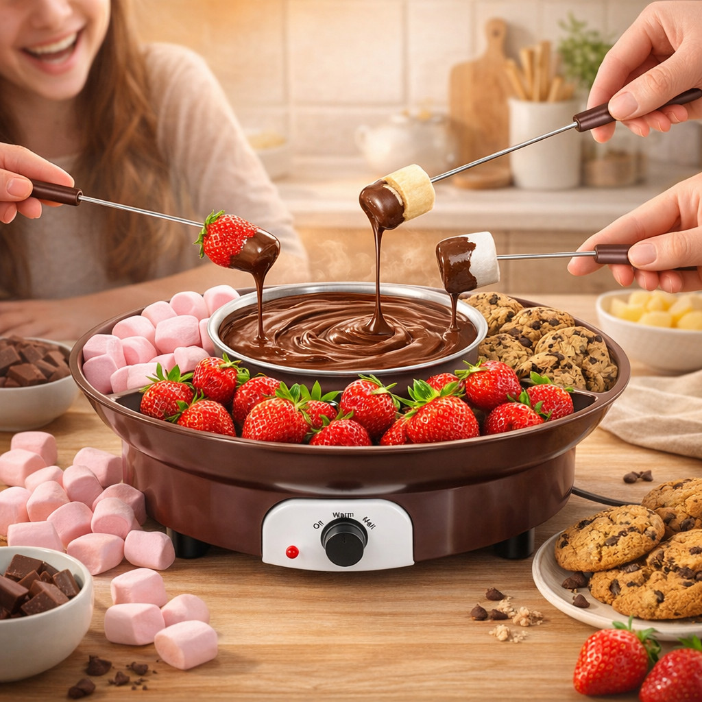 Conjunto De Fondue De Fusão , Máquina Aquecedora De Fonte Chocolate Fofa Para Queijo , Manteiga , Doces Com 6 Garfos , P