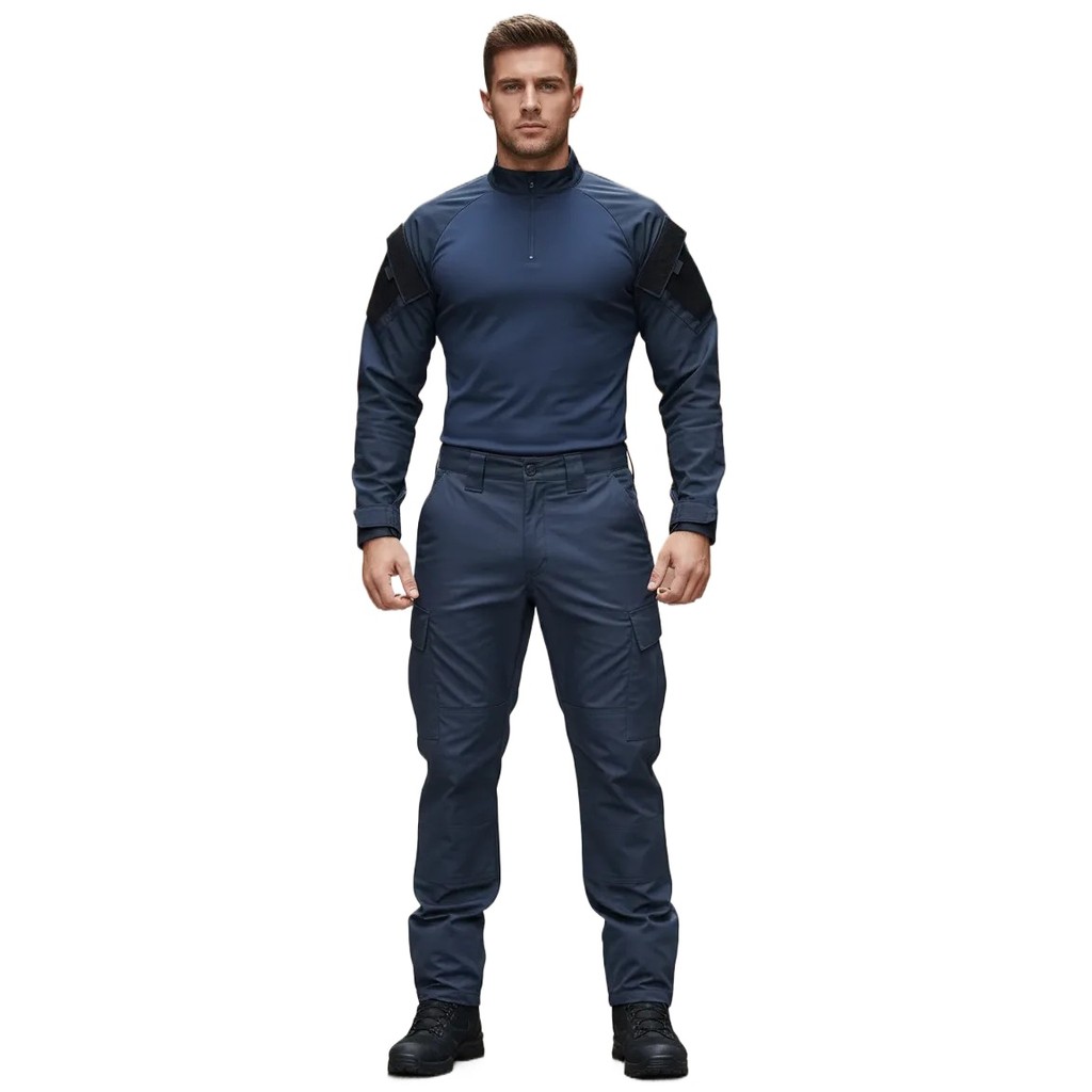 Calça Gcm + Combat Shirt Azul Marinho Fardamento Tático