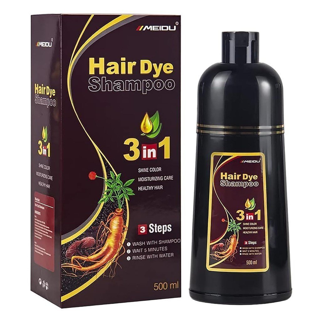 Shampoo Tintura Instantânea 3 em 1 Meidu de Alta Qualidade para Mulheres com Cabelos Grisalhos e Homens, 500ml