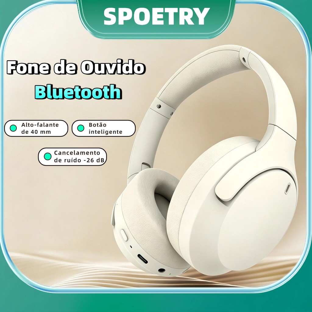 Fone de Ouvido Bluetooth 5.4 Headphone Sem Fio Cancela Ruído, Dobrável, Corrida, Academia Premium