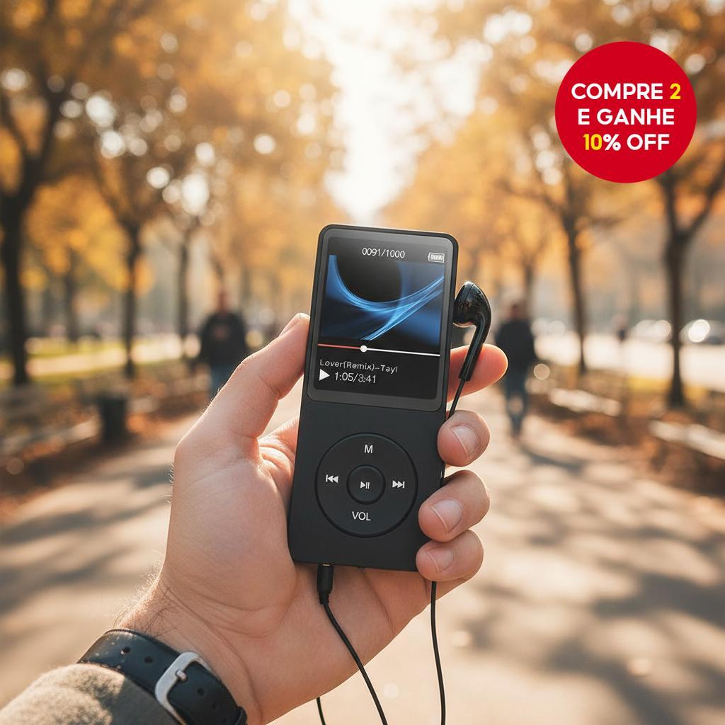  Bluetooth HiFi MP3 MP4 Player com alto-falante esportivo, rádio FM e gravador de voz, compatível com cartão TF de