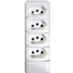 Kit Com 3 Tomada Em Barra 20 Amperes 4 Tomadas 250V Modelo: Op-12756 Premium