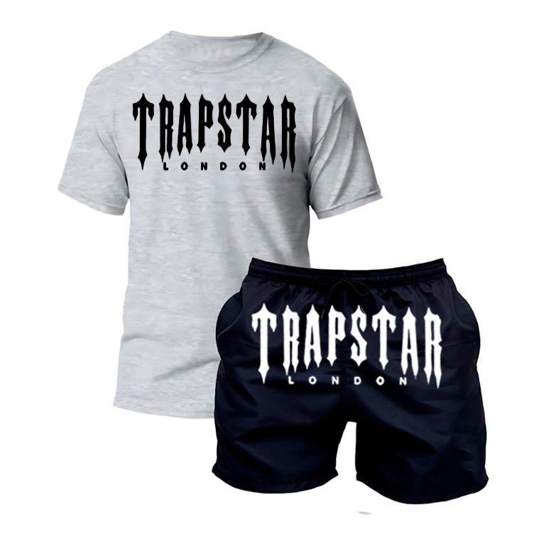 Conjunto Trap Masculino Lançamento Camiseta + Short Estampado, 100% Algodão Short Tactel
