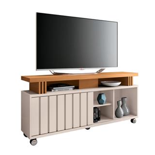 Rack Briz 136cm 1 Porta Off White/Cinamomo - HB Móveis em Oferta na Shopee