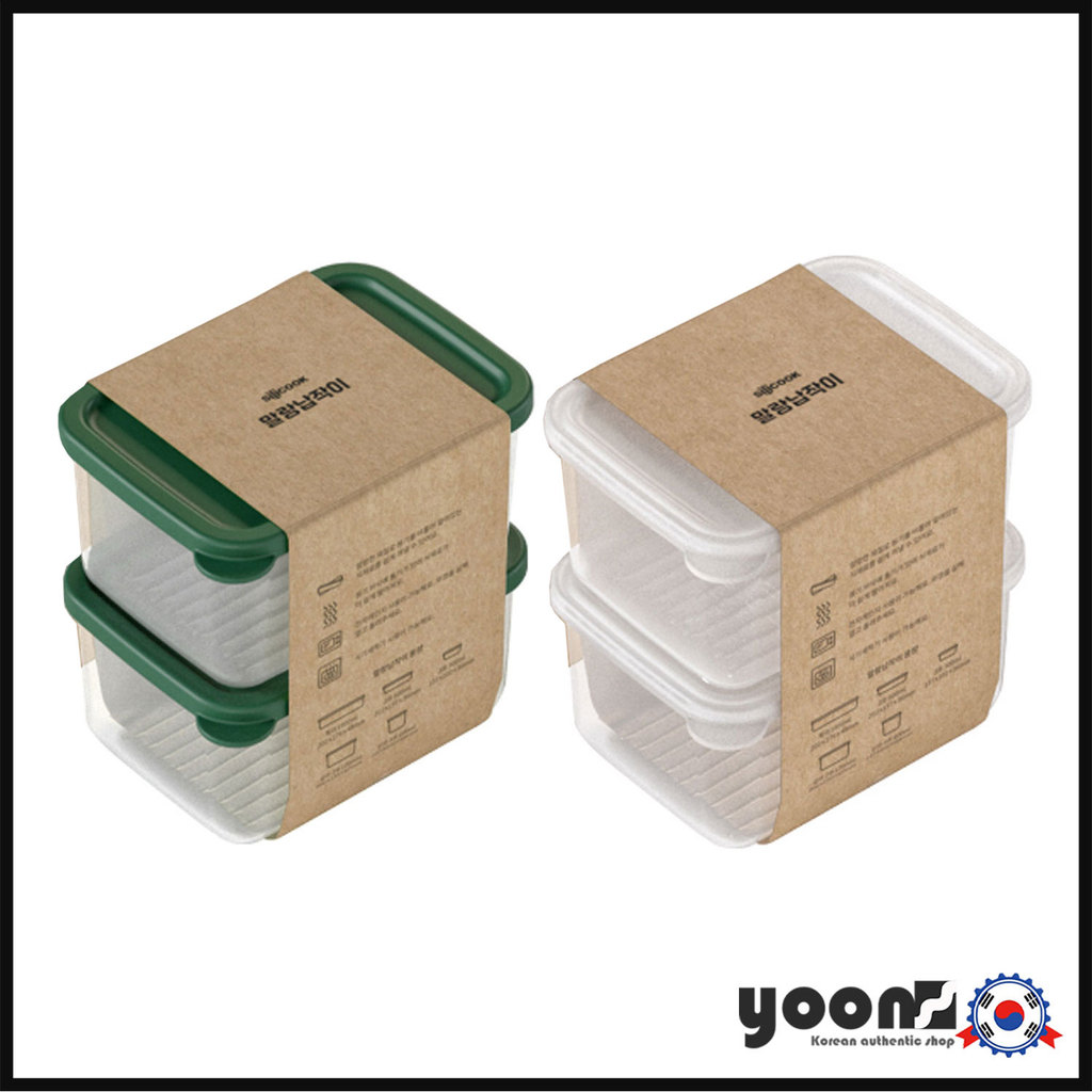 [Silicook] Frasco De Armazenamento Transparente Para De Alimentos E Recipiente De Organização Macio , Profundo , Não . Conjunto De 3 , 2 Peças/Fabricado Na Coreia