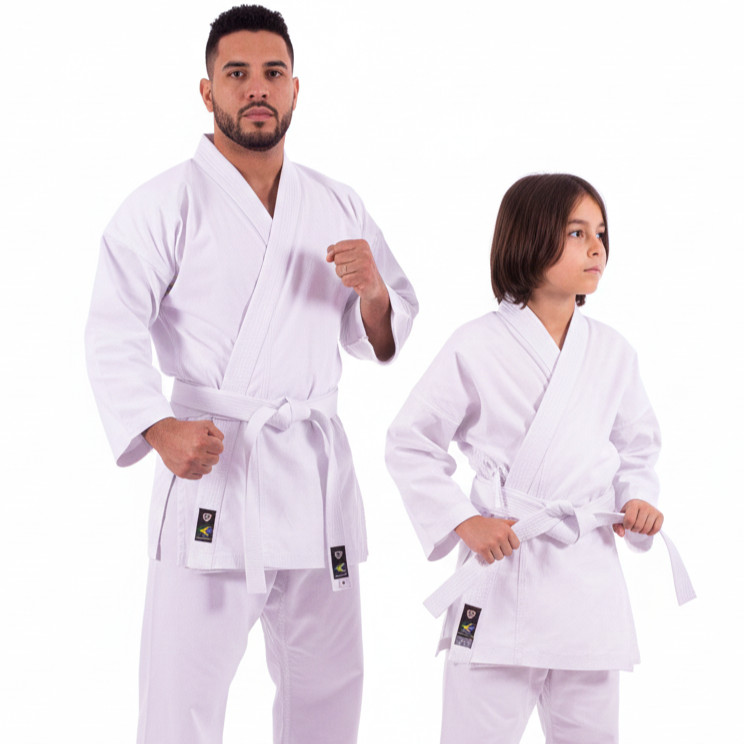 Kimono Karatê Branco Adulto + Faixa Branca | Brim 100% Algodão Profissional e Reforçado Premium