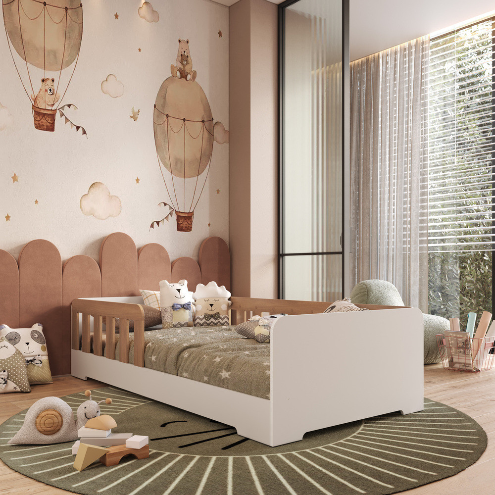 Cama Infantil Montessoriana Solteiro em MDF Tony Mobikasa com Colchão Gazin
