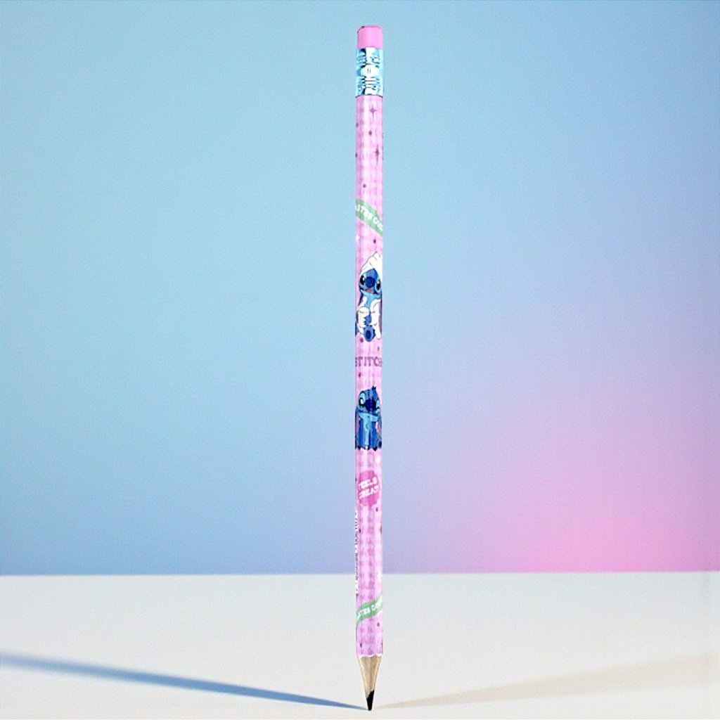 Lápis Stitch - HB Preto - Rosa - Disney Original - 1 unidade - Rizzo em Oferta na Shopee