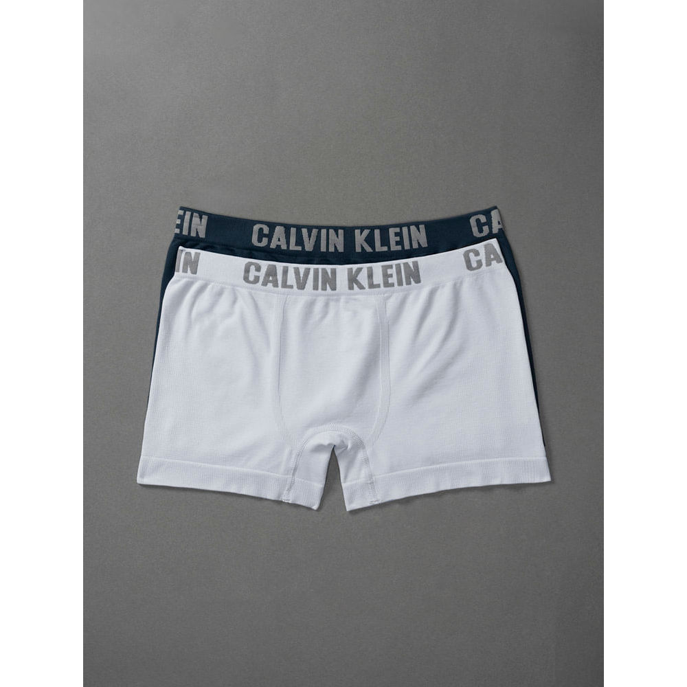 Kit 2 Cuecas Menino Trunk Sem Costura Calvin Klein Underwear - Marinho Com Azul Claro