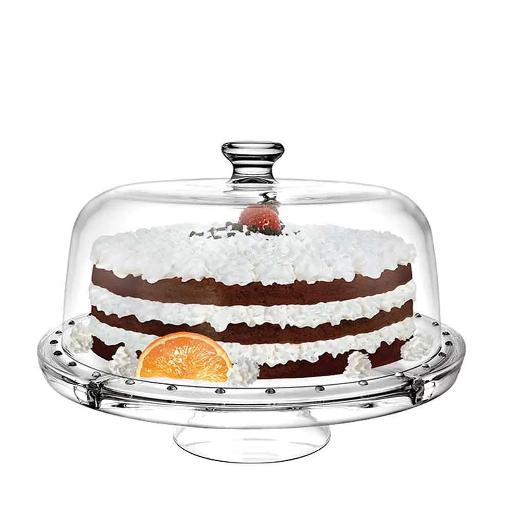 Boleira de Vidro com Tampa em Vidro 5x1 Para Bolos e Sobremesas, Saladeira, Petisqueira - Diamond Mônaco