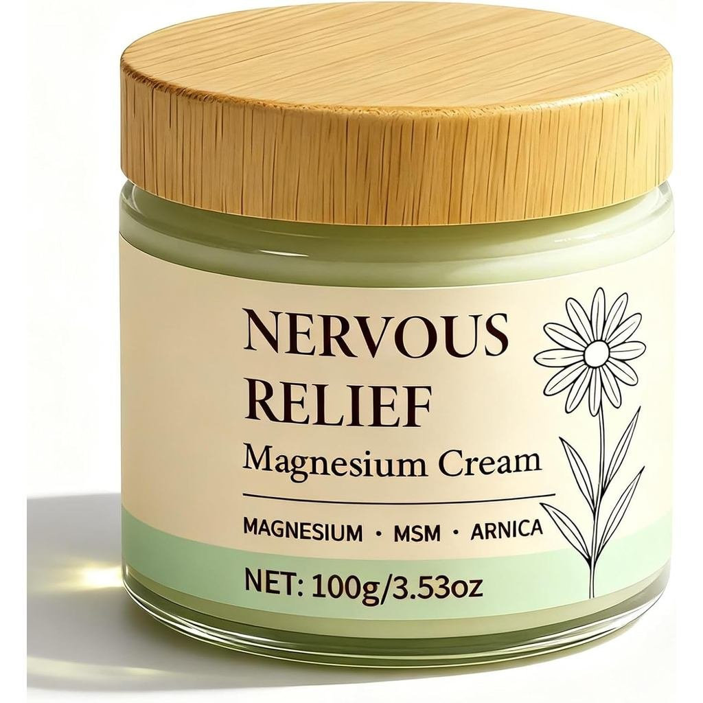 Creme de Magnésio para Alívio, 3.53oz Creme de Magnésio para Alívio de Nervos com Fórmula de Entrega Mineral, MSM & Arni