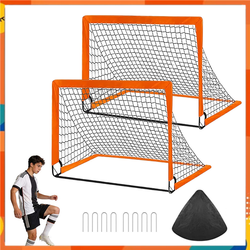 Pacote de 2 peças, gol de futebol infantil portátil de quintal, 120 * 90 cm, rede de futebol Pop-up dobrável