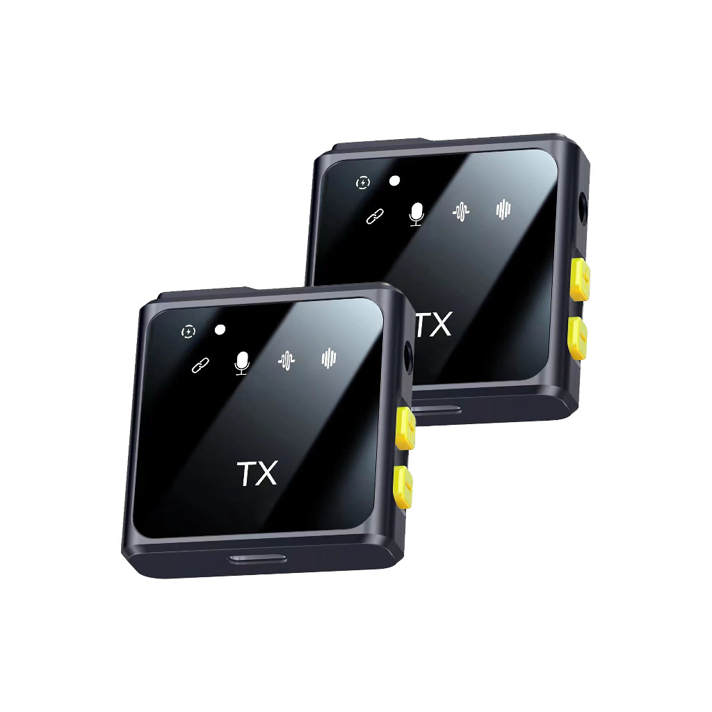 Kit 2 Microfones Sem Fio Lapela Onistek MC819 Profissional Bluetooth 5.2 2.4GHz USB-C 25m 11h Preto