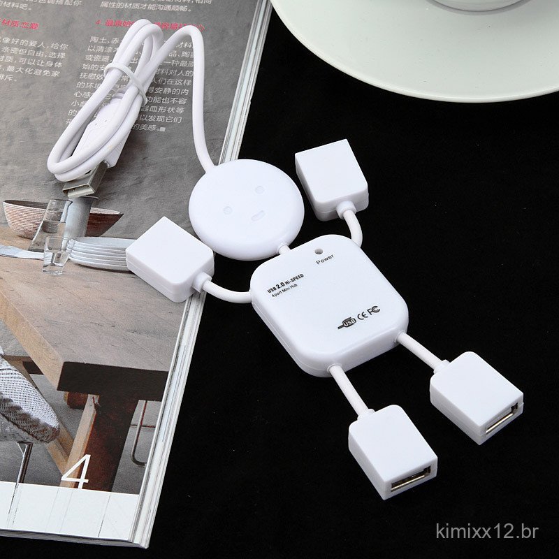 Hub Humanoide para Computador, Divisor de Porta USB 1 para 4, Hub Multifuncional, Acessórios para Computador