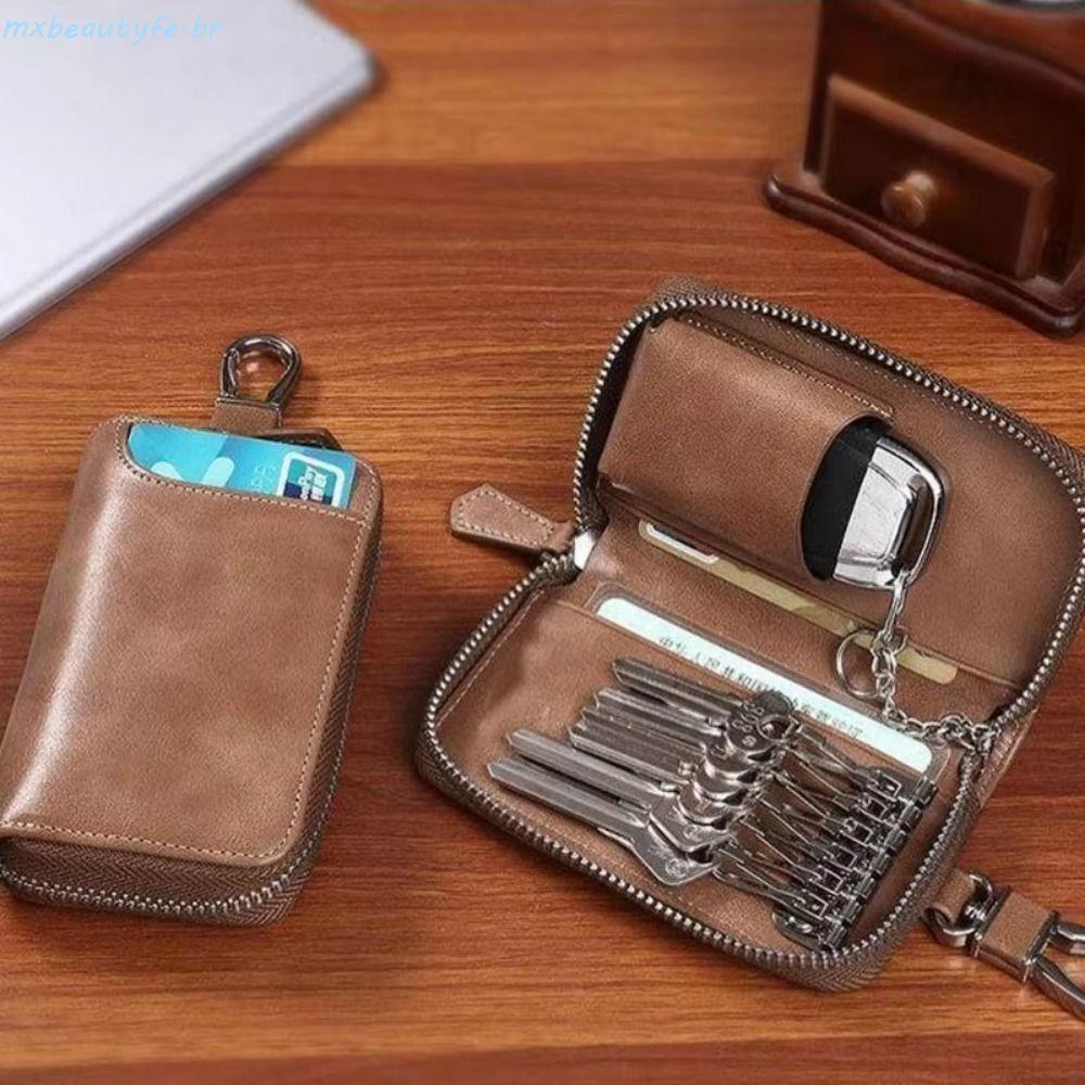 Bolsa Organizadora De Chaves MXBEAUTYFE , Carteira Retrô De Couro PU Para De Carro , Organizador Portátil De Armazenamen