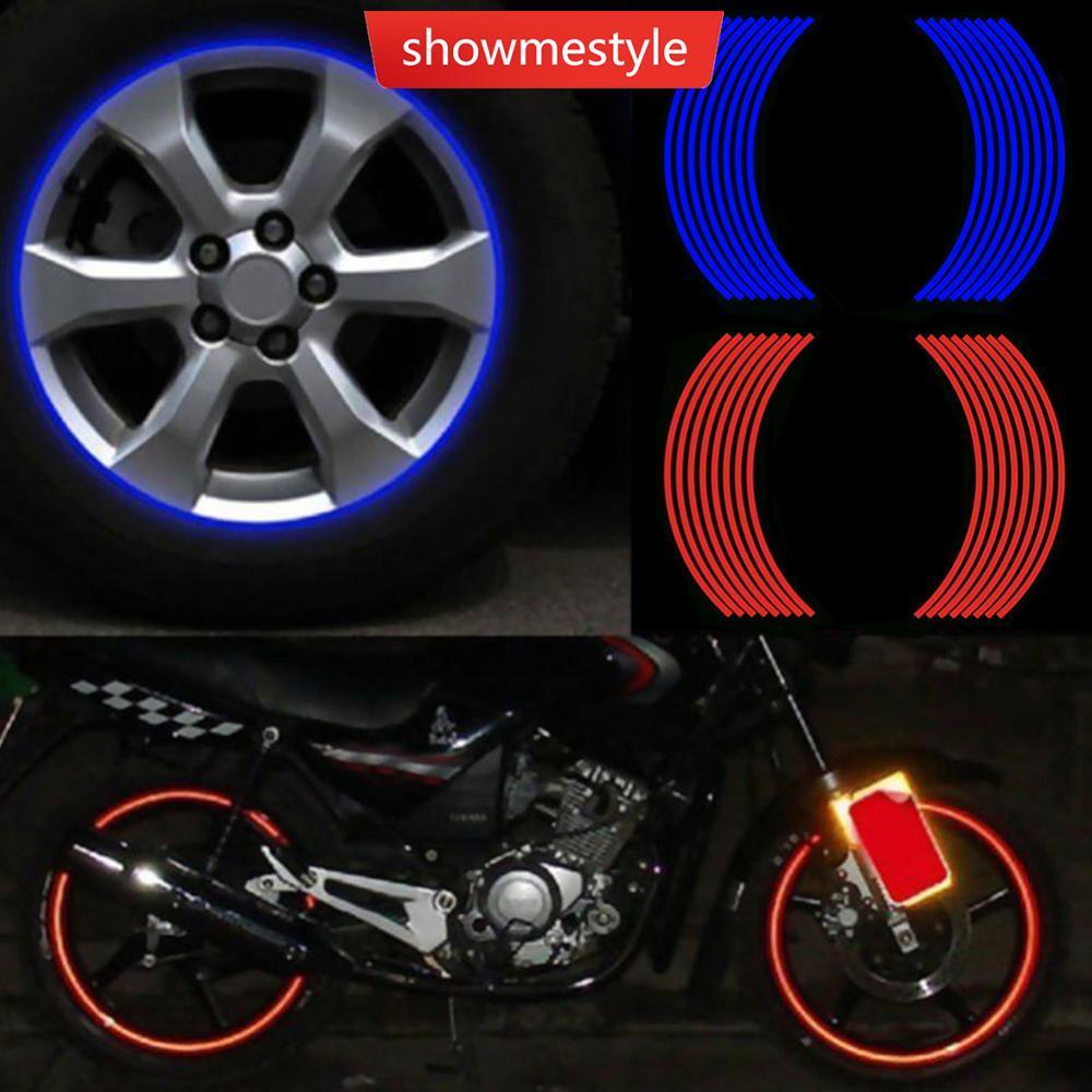SMS 16 Unidades 18 Polegadas Adesivo De Roda De Aro De Carro Para Motocicleta Decalque Reflexivo J8M6