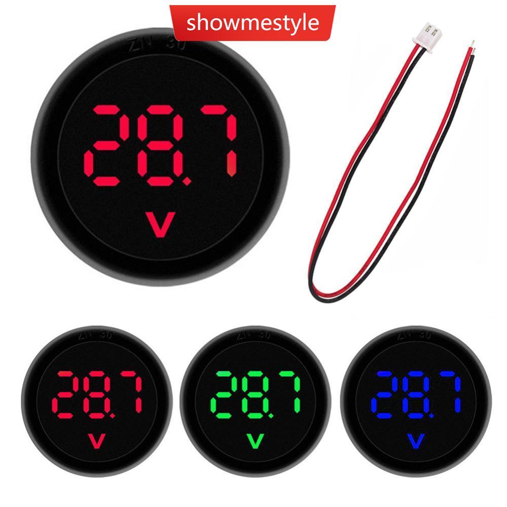 SMS LED Display Digital Circular Voltímetro De Dois Fios DC Cabeça Proteção De Conexão Reversa 4-100V B9D6