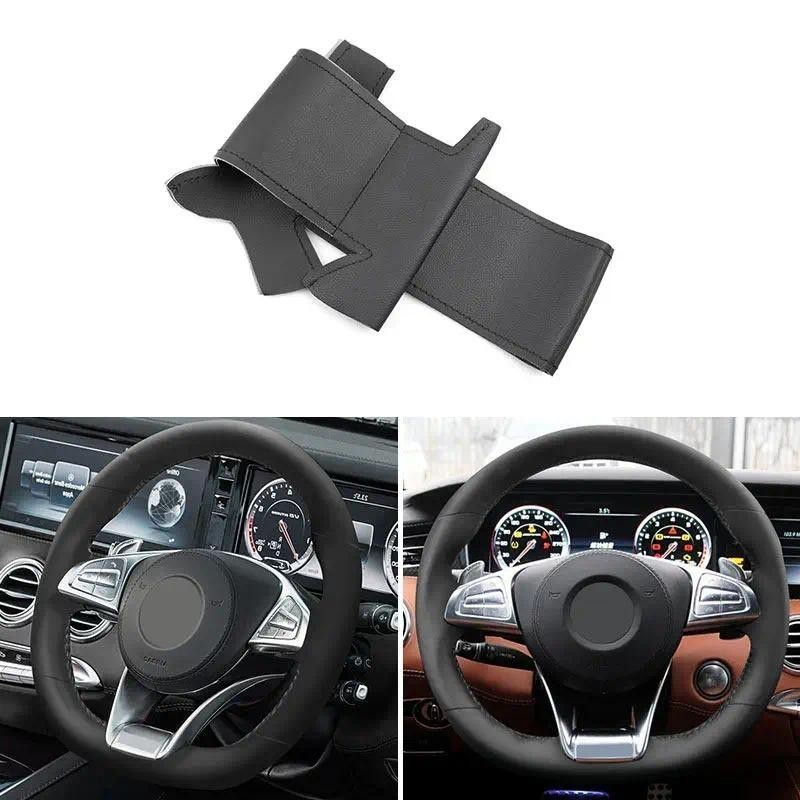 Preto Para Mercedes Benz S-Class S500 A AMG A45 C 43 63 2015 2016 2017 2018 Acessórios Do Carro Capa De Volante Guarniçã