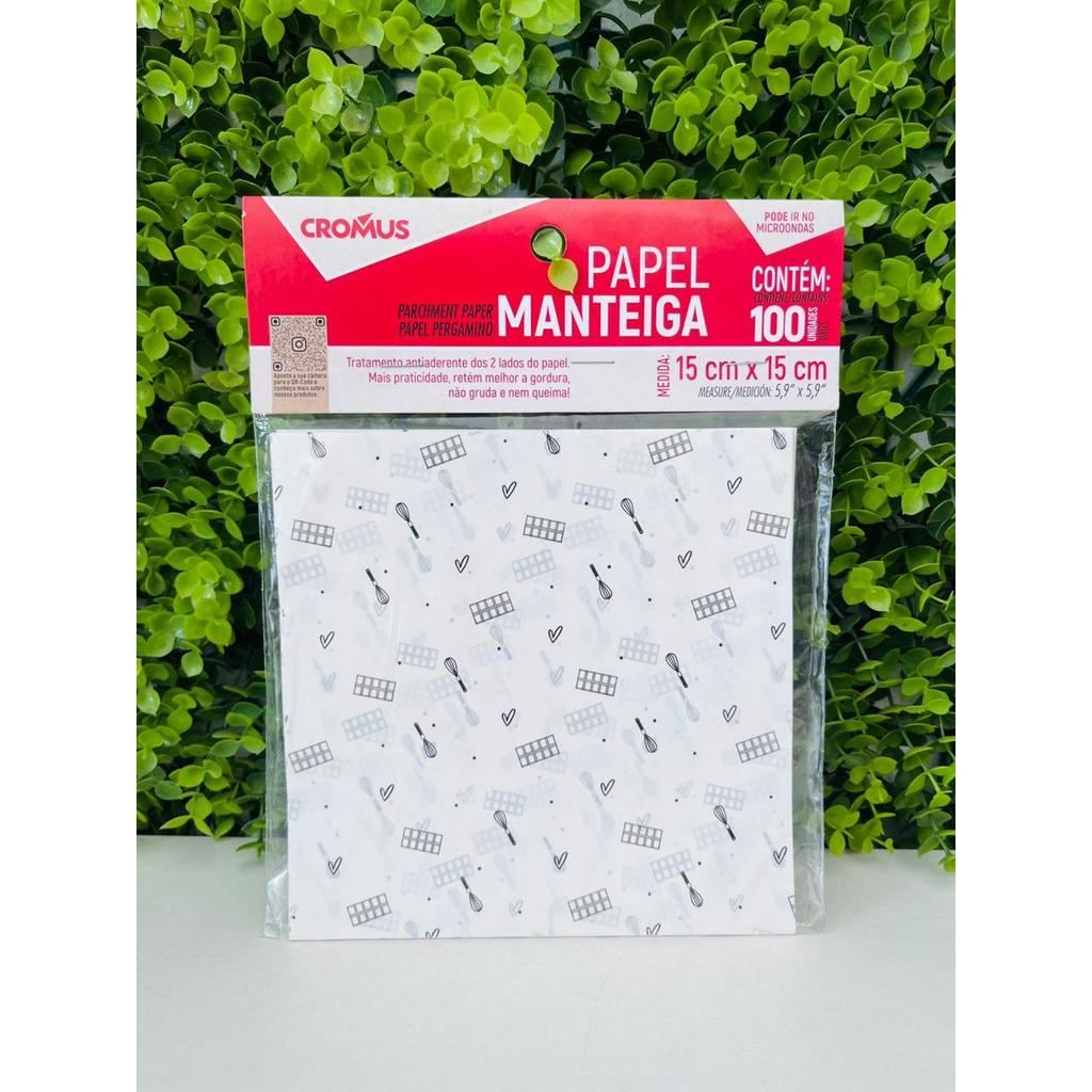 100 Folhas Papel Manteiga Estampa Confeitaria  Para Doces Forminhas Decoração 15x15 Cromus 12100181