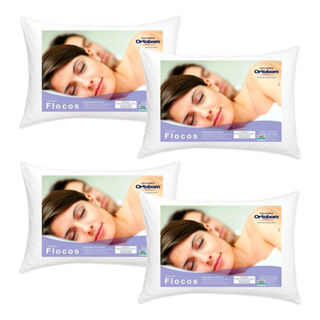 Kit 4 Travesseiros 45x65 Ortobom Flocos em Oferta na Shopee