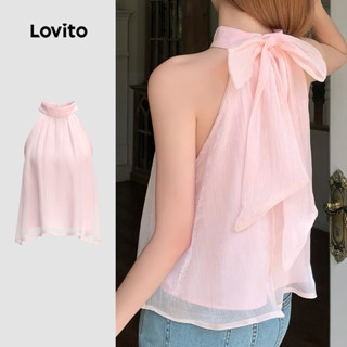 Lovito Topo Casual Dupla Camada com Honra Primavera/verão Topo Rosa para Mulheres LK4ED643 em Oferta na Shopee