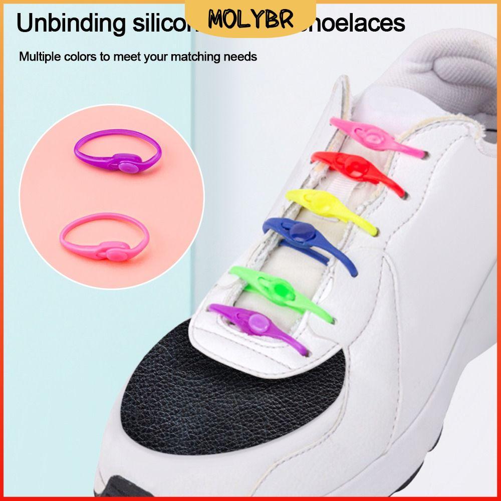 MOLYBR 12 Pçs/set Cadarço Stretch , Cadarços De Tênis De Silicone De Cor Sólida , Faixas De Sapato Cinta Para Pessoas Pr