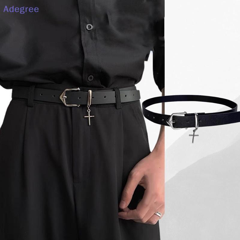 Adegree Punk Cruz Pingente Jean Calças Cinto Moda Retro Masculino Mulher Cintura Cinta Couro Do Plutônio Metal Pino Bule