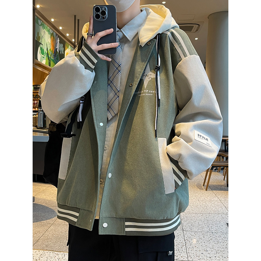 Jaqueta com capuz destacável masculina primavera outono estilo Street Wear solto jaqueta Casual com capuz bonito juventu