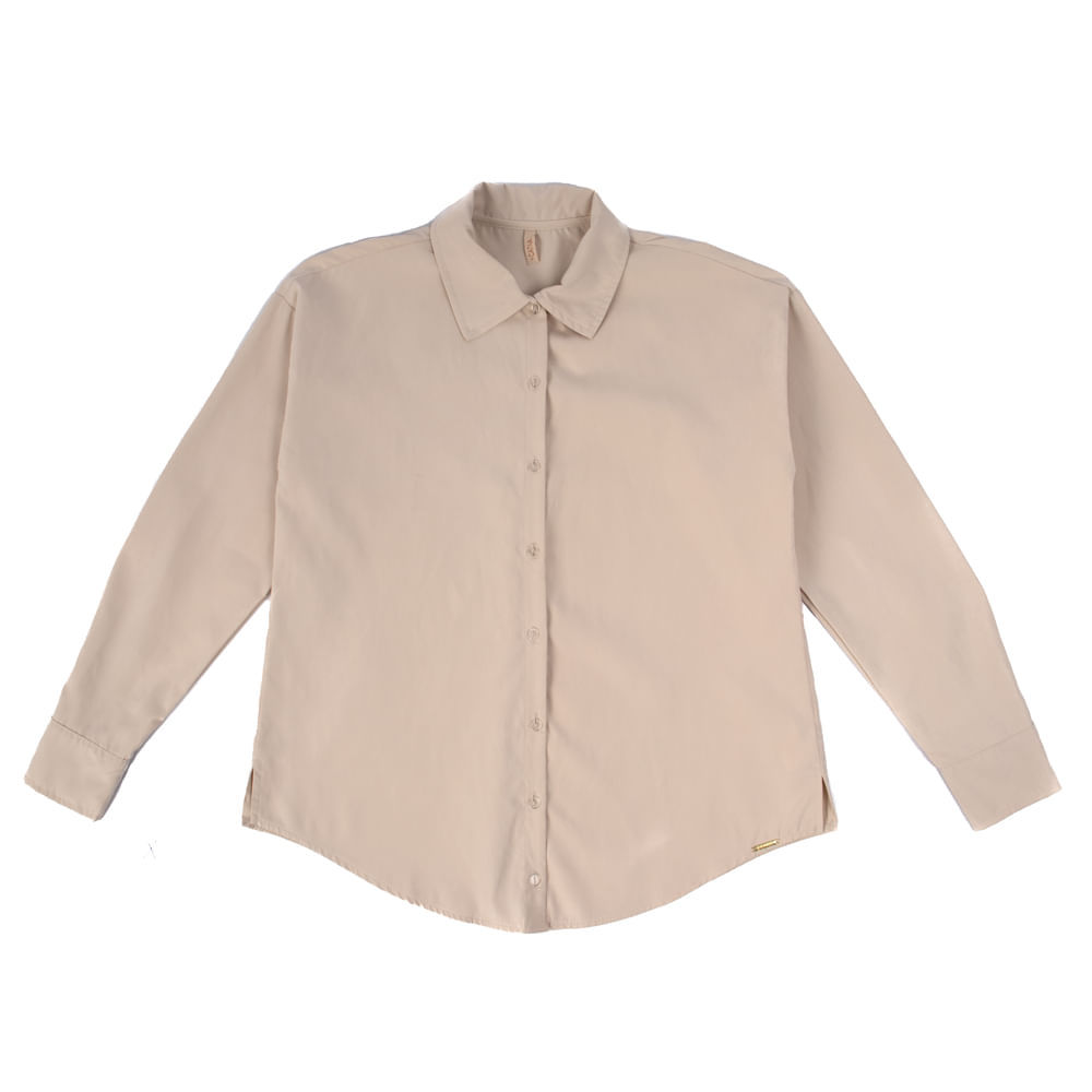 Camisa Feminina Cativa Manga Longa Bege Claro