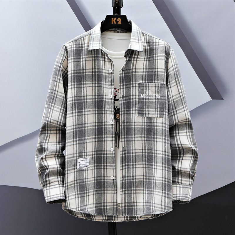 Camisa de manga comprida masculina outono 2022 novo estilo versão coreana masculina magro-ajuste Casual juventude camisa