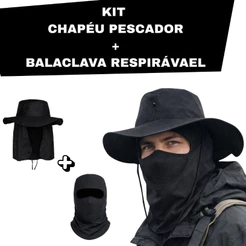 KIT BALACLAVA + CHAPÉU PESCADOR PROTEÇÃO SOLAR PESCOÇO PESCA / TRABALHO RURAL
