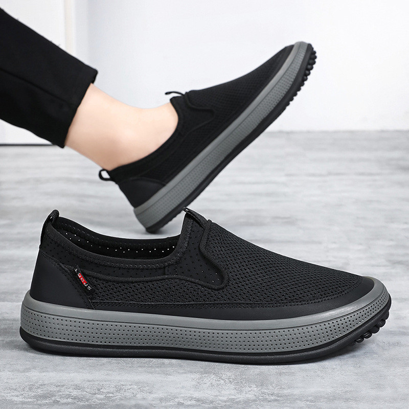Sapatos masculinos sapatos de rede novo estilo cor sólida All-Match único sapatos respirável sola macia leve sapatos cas