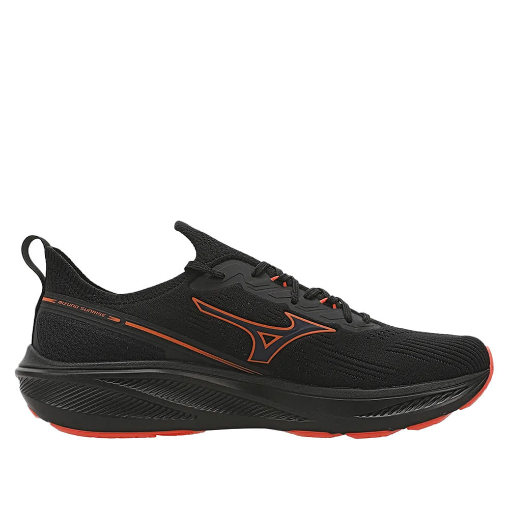 Tênis Masculino Mizuno Sunrise Knit  Esportivo Preto/Laranja