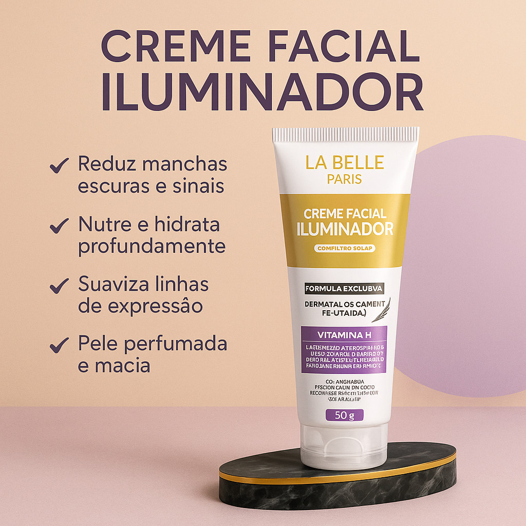 La Belle Paris Creme Facial 50g Biotina - Iluminador com Filtro Solar