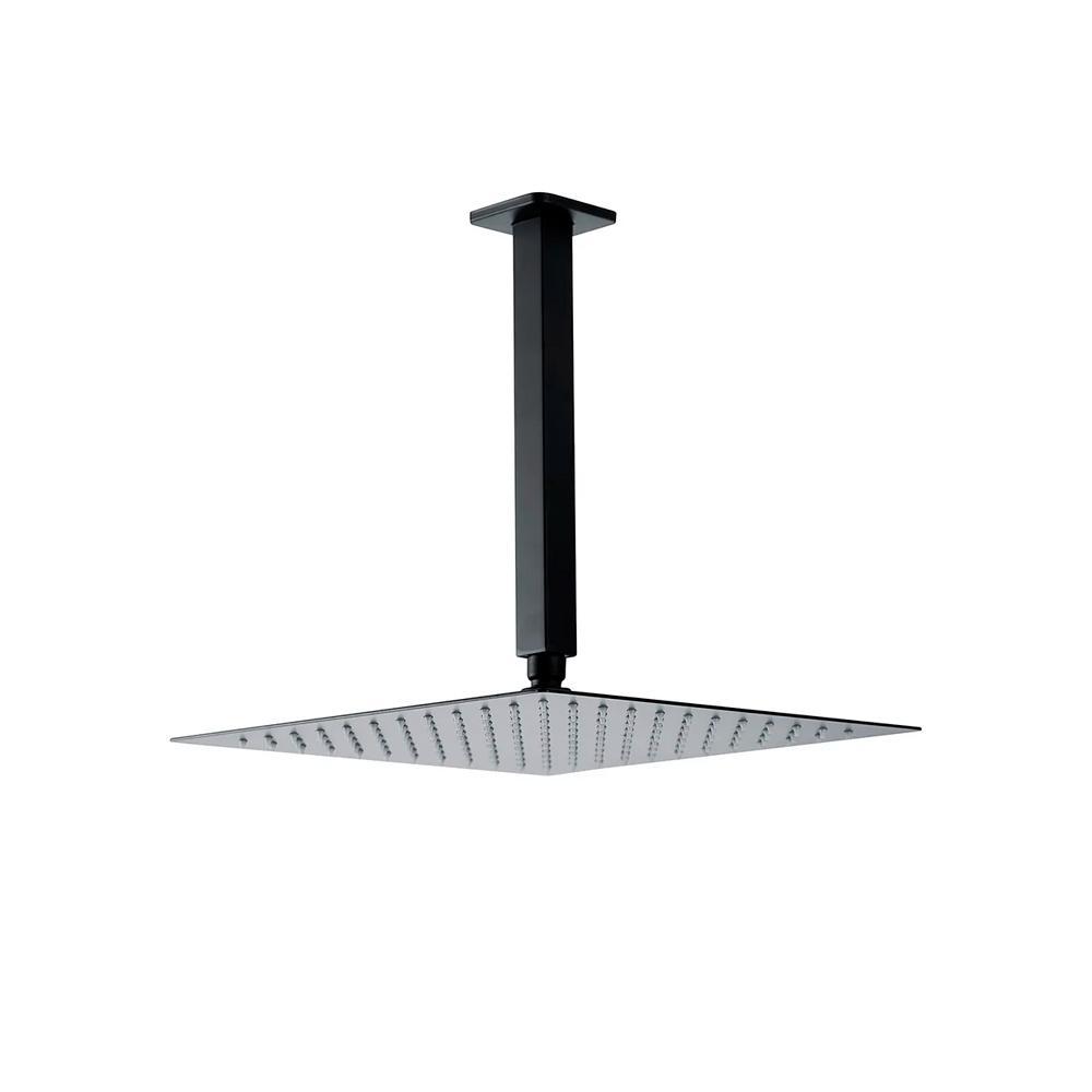 Ducha Chuveiro Quadrado De Teto 30Cm Com Braço 25Cm Mundaú - Preto