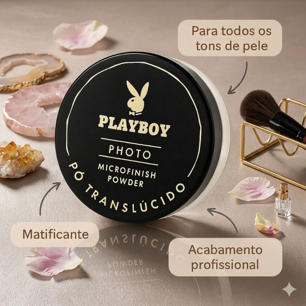 Pó Translúcido Solto Playboy Maquiagem Profissional Efeito Photo Acabamento Matte