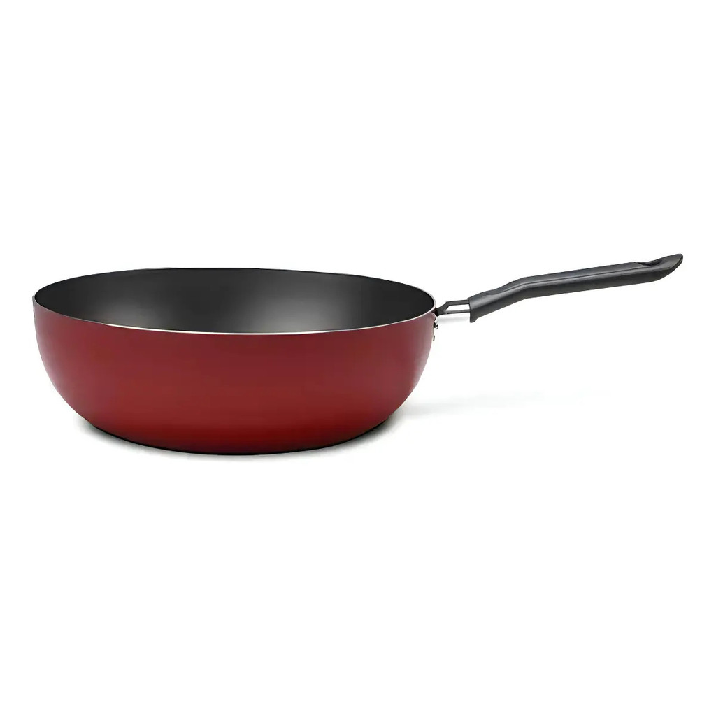 Panela Frigideira Antiaderente Wok Cozinha 24cm 2,3l Brinox Cor Vermelha