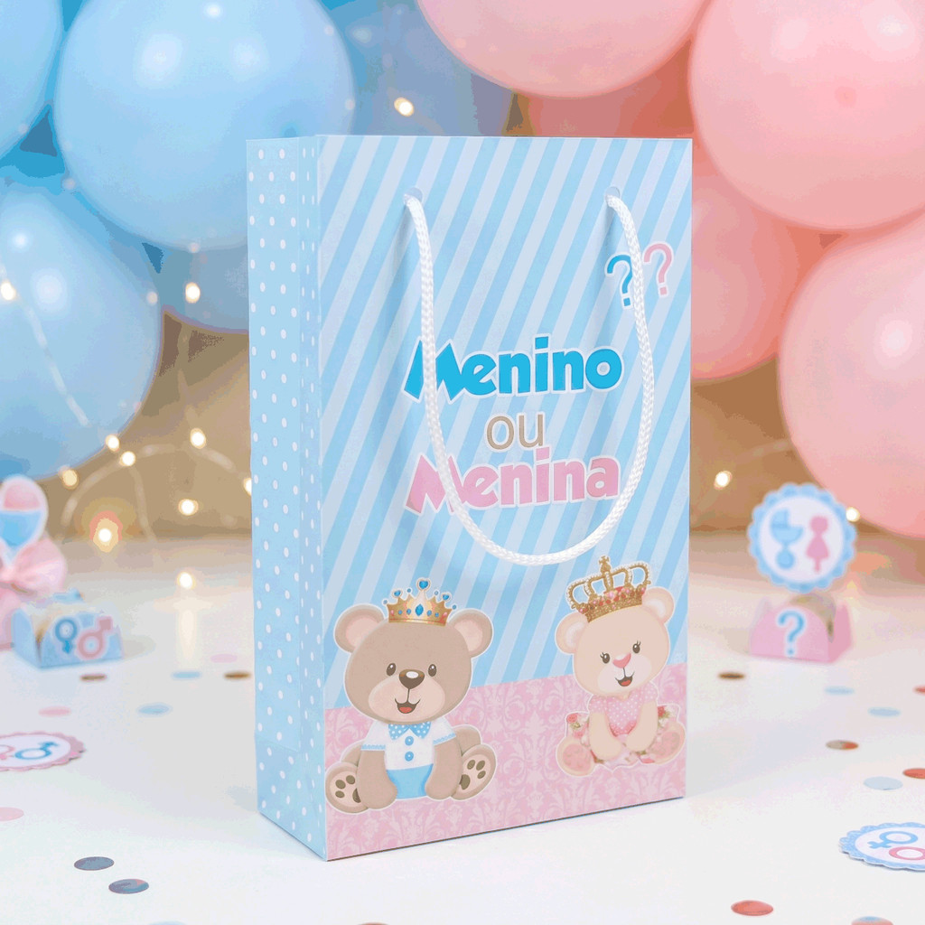 Sacolinhas para lembrancinhas Personalizadas festas TEMA CHÁ REVELAÇÃO Pegue e monte