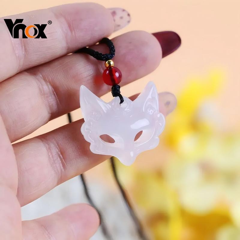 Vnox Acrílico Raposa Animal Pingente Corda Preta Colar Para Mulheres Homens , 2026 Sorte Charme Riqueza Bênção
