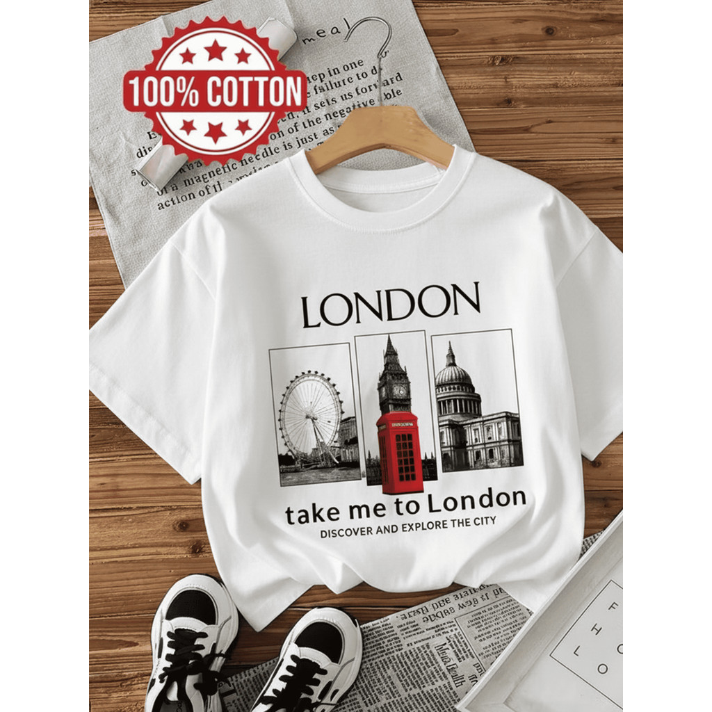 Tshirt Feminina London Estilosa Estampada Lançamento Camiseta 100% Algodão Camisetão Camisa - Camisarte