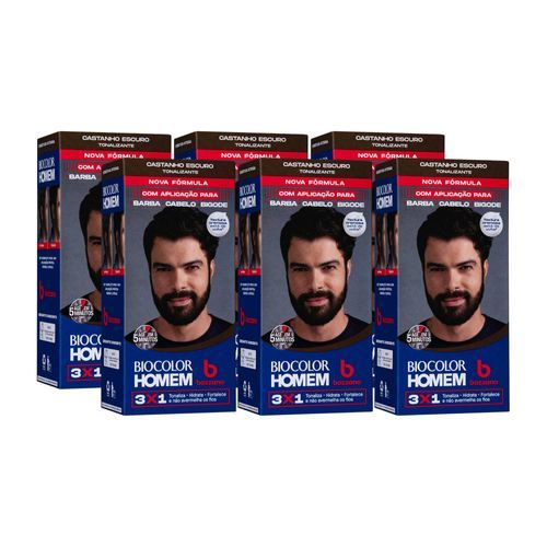 Kit Tonalizante Bozzano Castanho Escuro 3x1 - 6 unidades