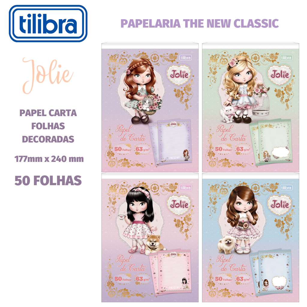 Papel de Carta Tilibra Jolie Caderno Colado - 50 Folhas
