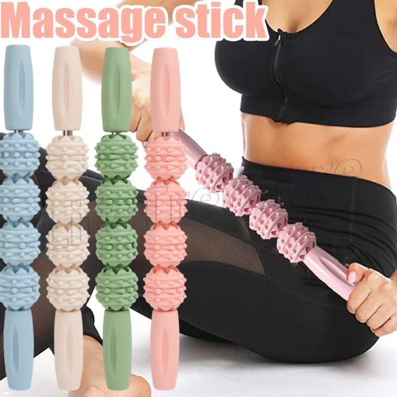 Bastão De Massagem Muscular Com Rolo De 4 Bolas-Raspagem De Bezerros-Ferramenta Raspadora Corporal-Aliviar Músculos-Dent