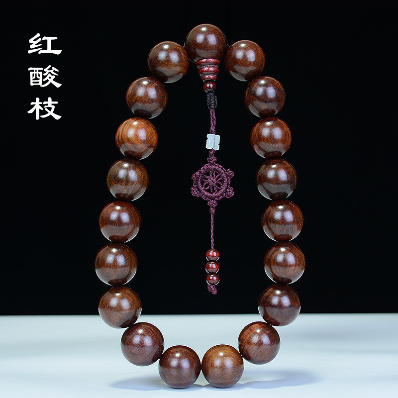 Imagem Laos Red Rosewood Buddha Beads Carro Pendurado Rosário Portátil Log Espelho Retrovisor de Carro Ornamentos Wenwan Mogno 
