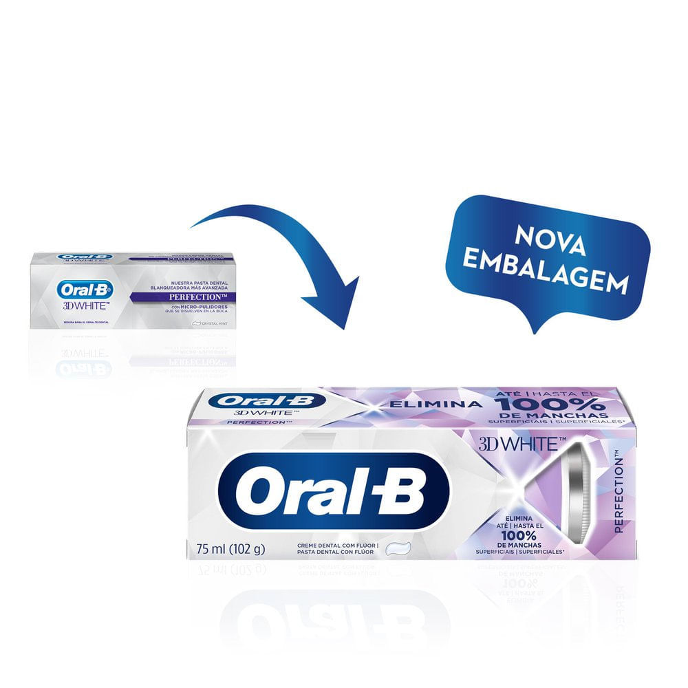 Detalhes do Creme Dental Oral-B 3D White Perfection com 102g