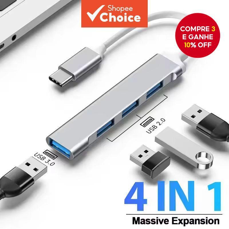 Porta Usb hub C 4-Em-1 Iluminação 4 Portas Multi-Função Divisor Carregador Adaptador Para MacBook Portátil PC Telefone T