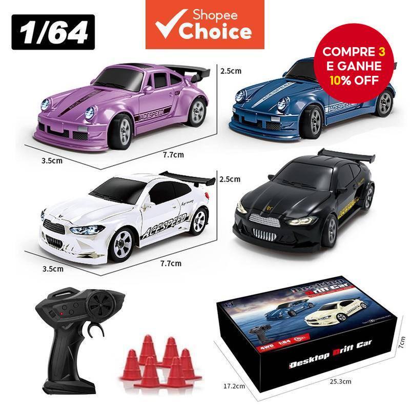 Carro De Deriva 2.4G RC 1/64 Mini 4WD De Alta Velocidade ​ Racing Desktop Modelo De Controle Remoto Brinquedo Presente em Oferta na Shopee