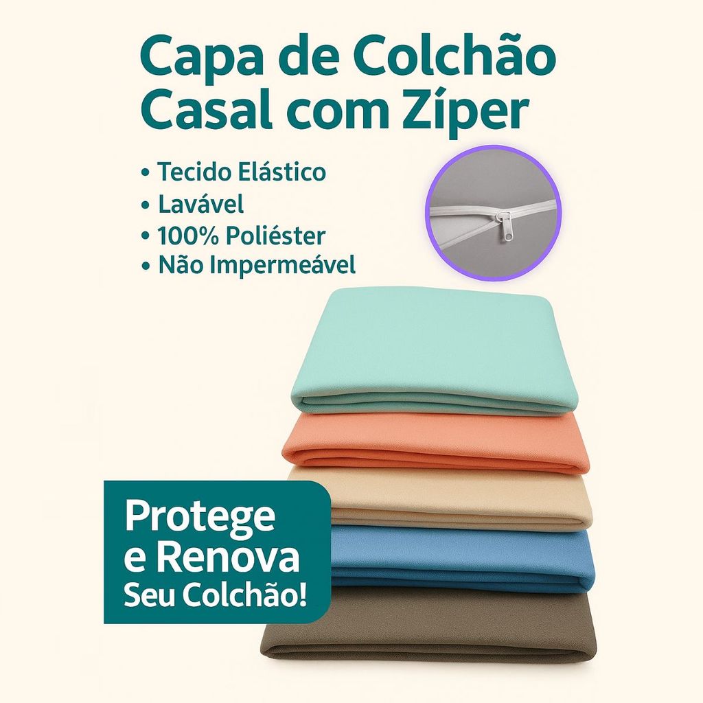 Capa Protetora para Colchão de Casal com Zíper Poliester em Oferta na Shopee