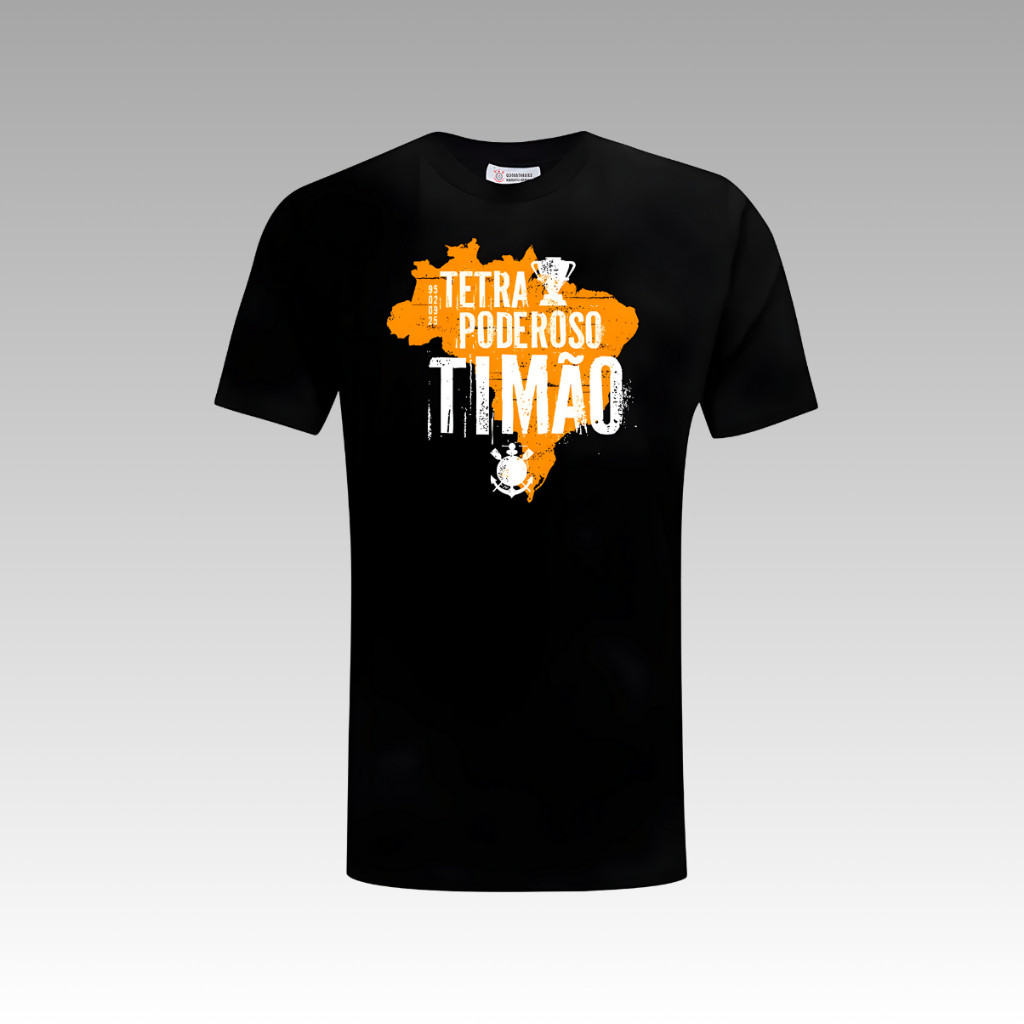 Camiseta Tetra Poderoso Timão – Estampa Exclusiva Corinthians Campeão | Masculino e Feminino